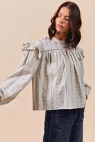 SO ME Floral Cotton Print Ruffled Long Sleeve Blouse-Tops-Krush Kandy, Women's Online Fashion Boutique Located in Phoenix, Arizona (Scottsdale Area)