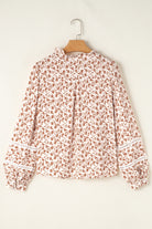 Brown Floral Button-Front Blouse-Long Sleeve Tops-Krush Kandy, Women's Online Fashion Boutique Located in Phoenix, Arizona (Scottsdale Area)