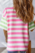 Candy Striped Pocket Tee-Short Sleeve Tops-Krush Kandy, Women's Online Fashion Boutique Located in Phoenix, Arizona (Scottsdale Area)