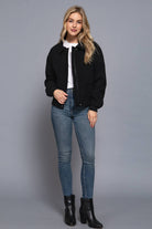 Long Sleeve Lapel Collar Soft Felt Bomber Jacket-Jackets-Krush Kandy, Women's Online Fashion Boutique Located in Phoenix, Arizona (Scottsdale Area)