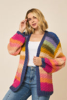 Multi Color Lantern Sleeve Handmade Large Gauge Cardigan-Cardigans-Krush Kandy, Women's Online Fashion Boutique Located in Phoenix, Arizona (Scottsdale Area)