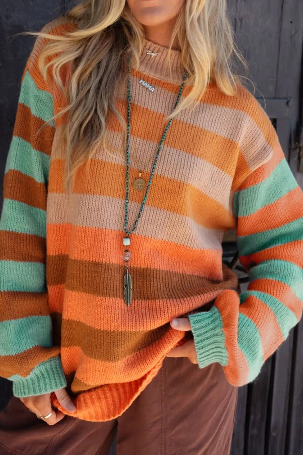 Striped Rainbow Long Sleeve Sweater-Tops-Krush Kandy, Women's Online Fashion Boutique Located in Phoenix, Arizona (Scottsdale Area)