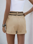 Perfee Tied Contrast Trim Shorts-Shorts-Krush Kandy, Women's Online Fashion Boutique Located in Phoenix, Arizona (Scottsdale Area)