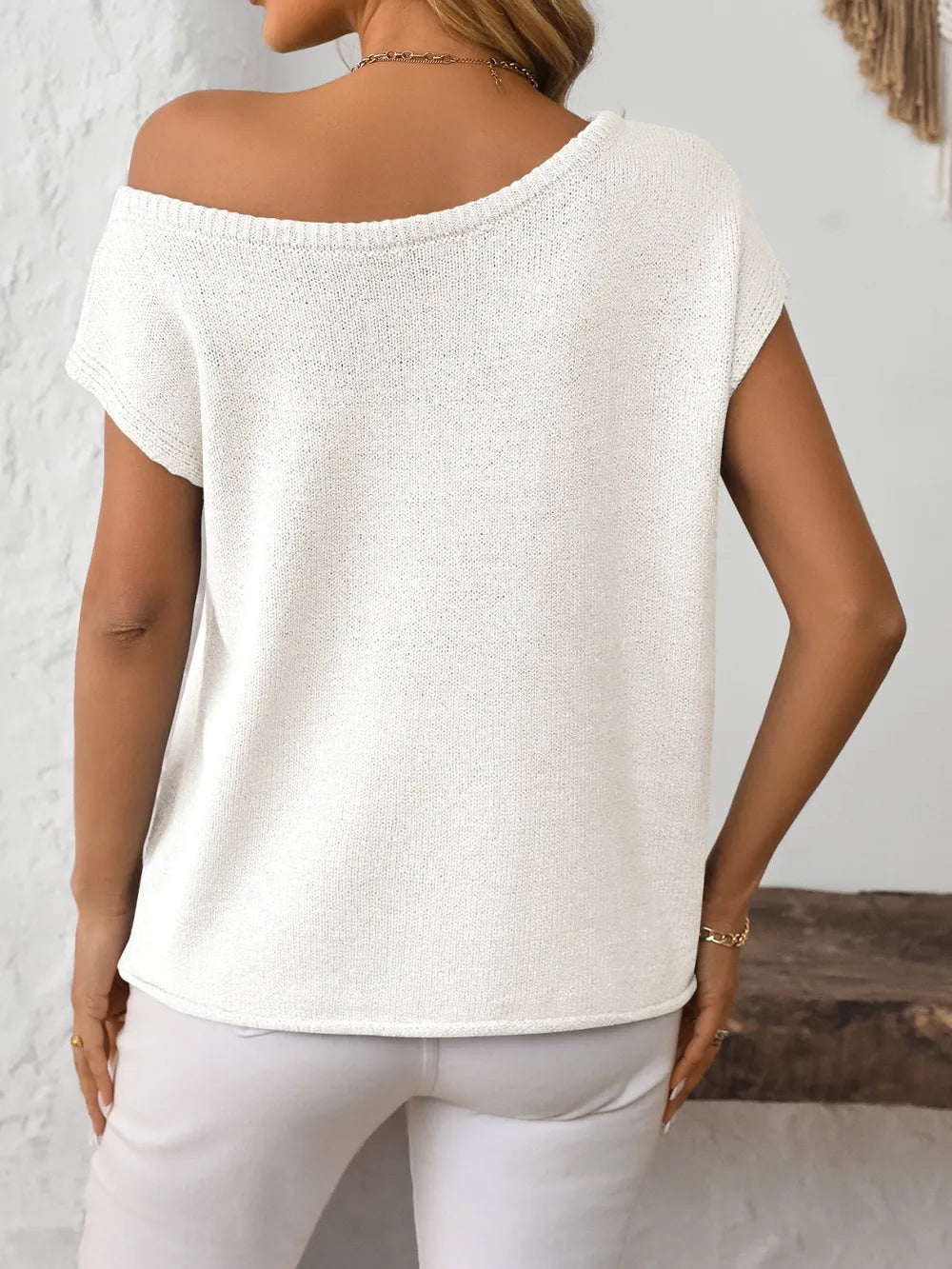 Mandy Boat Neck Short Sleeve Knit Top-Tops-Krush Kandy, Women's Online Fashion Boutique Located in Phoenix, Arizona (Scottsdale Area)