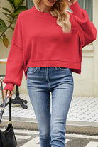 Round Neck Dropped Shoulder Sweater-Krush Kandy, Women's Online Fashion Boutique Located in Phoenix, Arizona (Scottsdale Area)