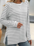 Striped Round Neck Long Sleeve T-Shirt-Long Sleeve Tops-Krush Kandy, Women's Online Fashion Boutique Located in Phoenix, Arizona (Scottsdale Area)