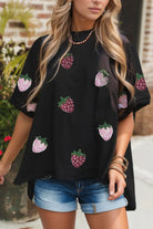 Berry Sweet Sequin Tee-Short Sleeve Tops-Krush Kandy, Women's Online Fashion Boutique Located in Phoenix, Arizona (Scottsdale Area)