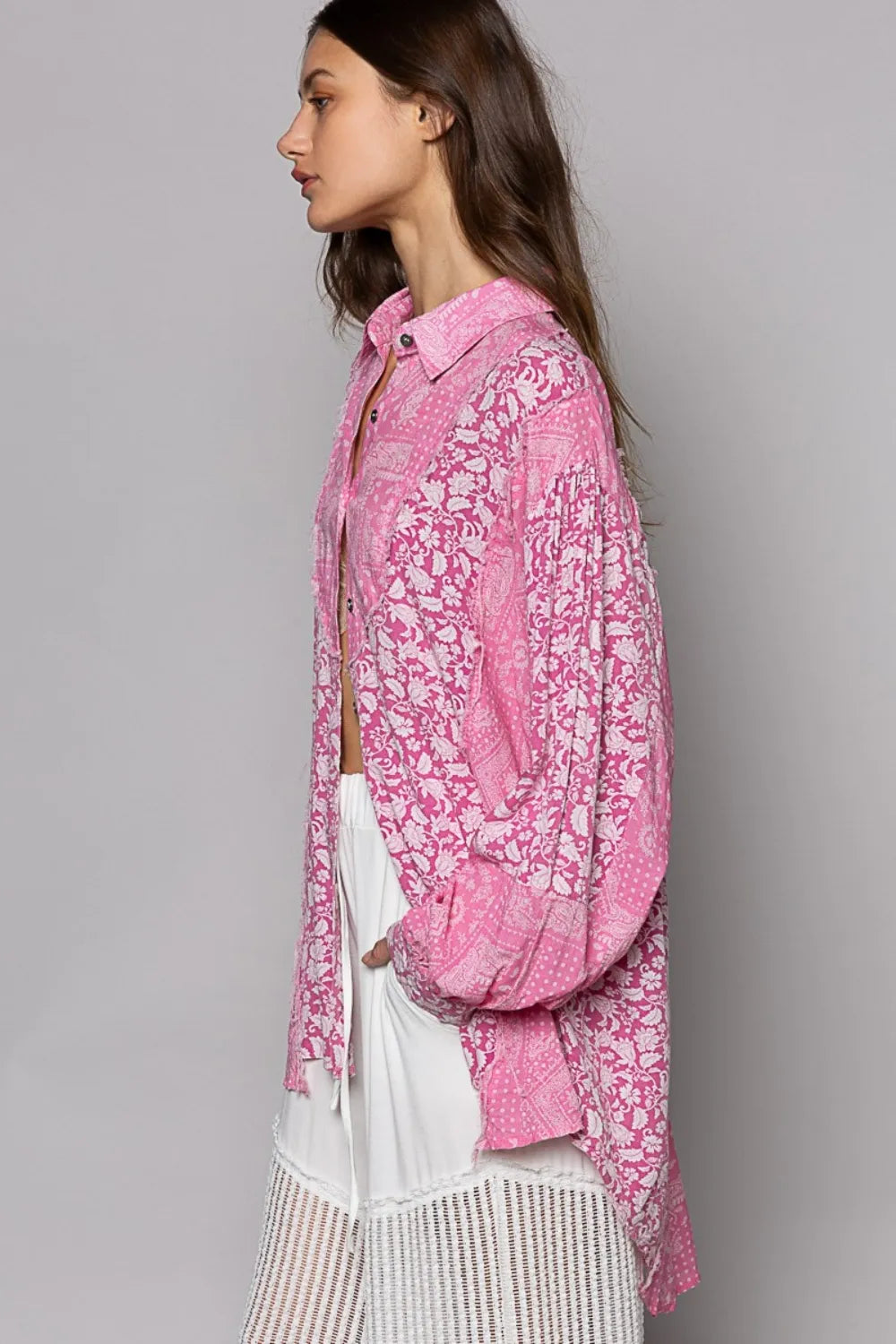 POL Button Down Long Sleeve Paisley Print Shirt-Krush Kandy, Women's Online Fashion Boutique Located in Phoenix, Arizona (Scottsdale Area)