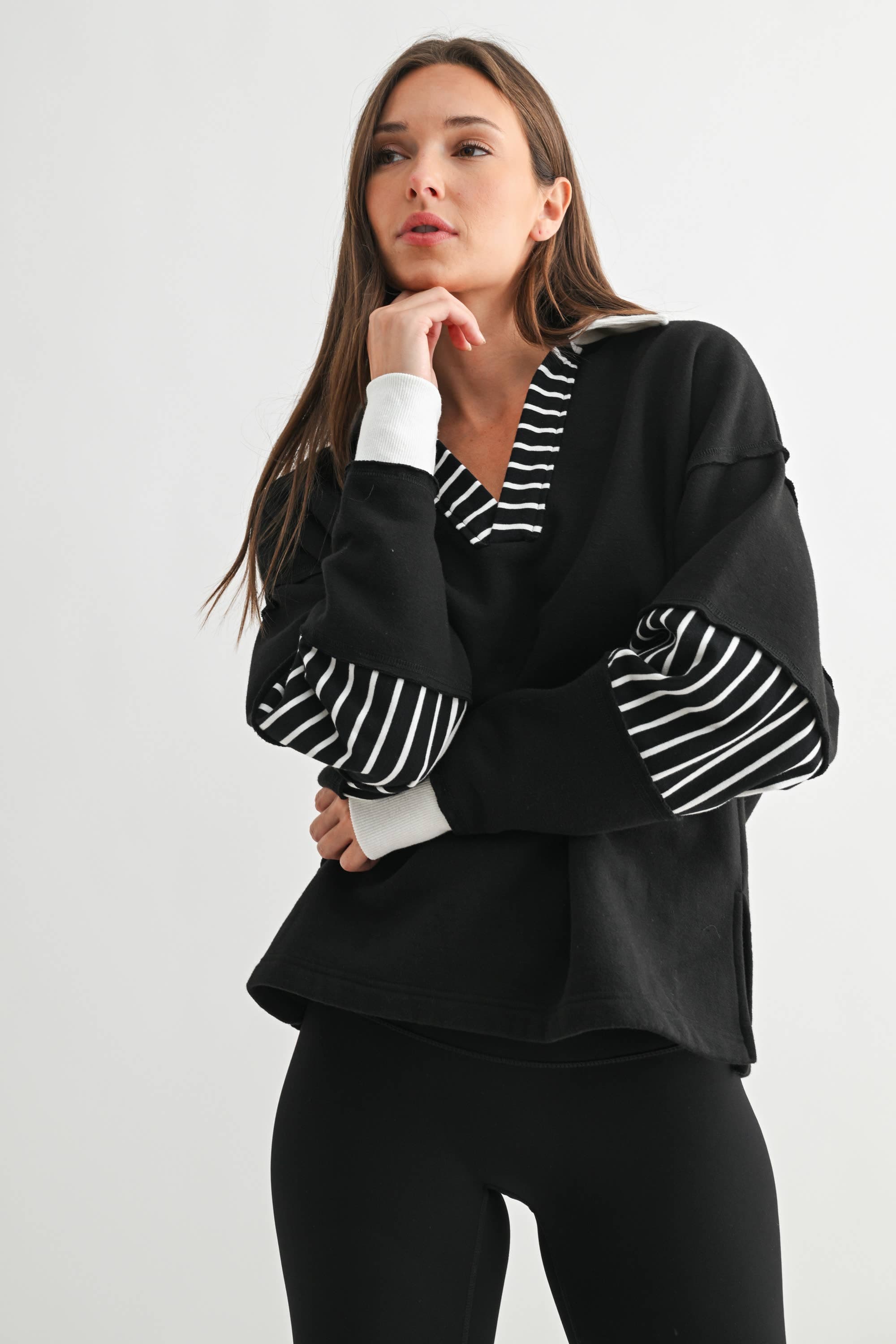 Varsity Edge Pullover-Pullovers-Krush Kandy, Women's Online Fashion Boutique Located in Phoenix, Arizona (Scottsdale Area)