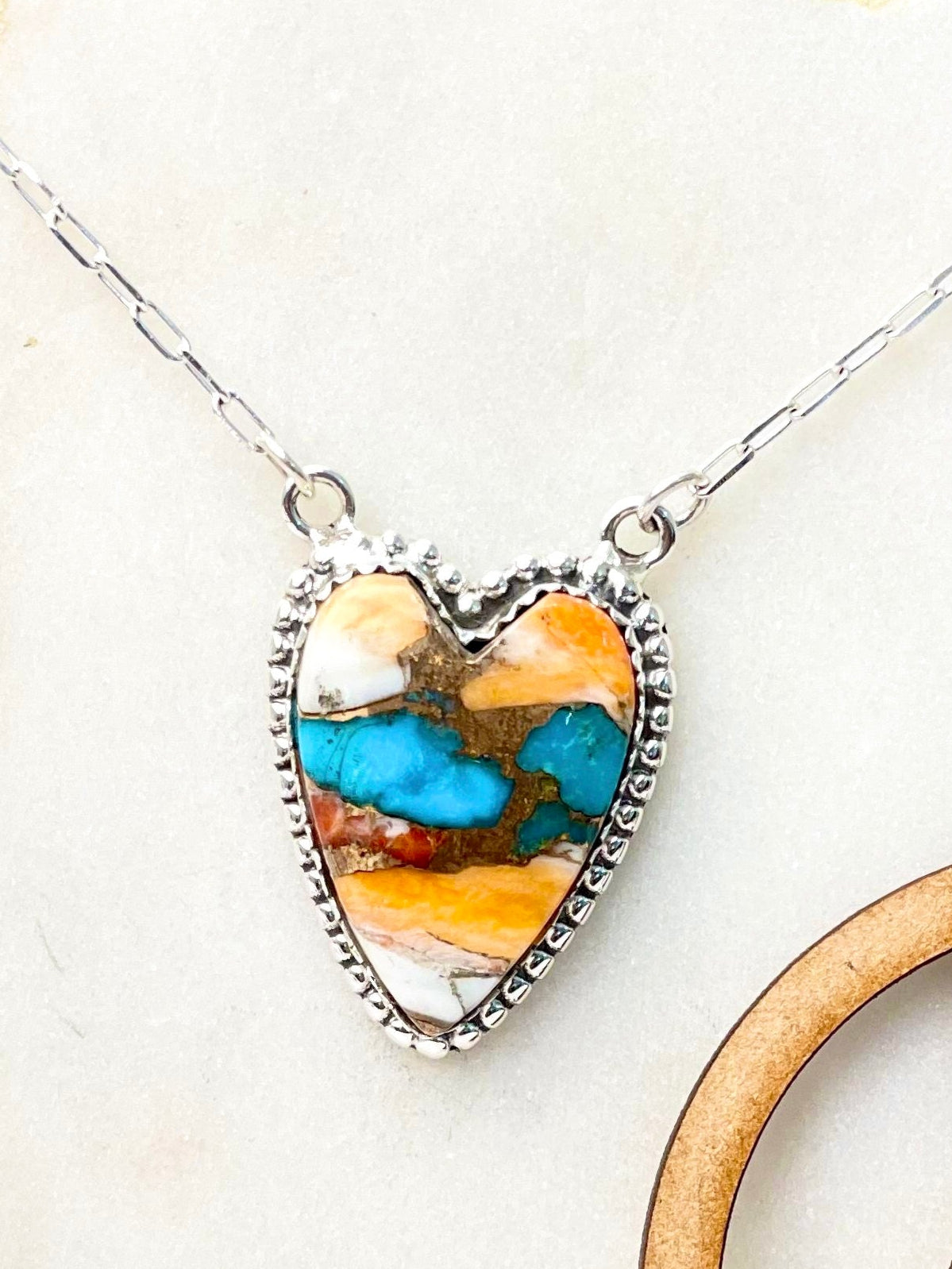 Long Heart Stone Slab Necklace MADE TO ORDER-Necklaces-Krush Kandy, Women's Online Fashion Boutique Located in Phoenix, Arizona (Scottsdale Area)