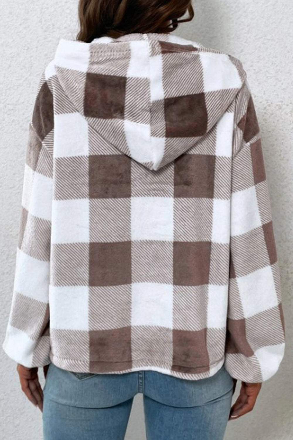 Plaid Quarter Button Dropped Shoulder Hoodie-Krush Kandy, Women's Online Fashion Boutique Located in Phoenix, Arizona (Scottsdale Area)