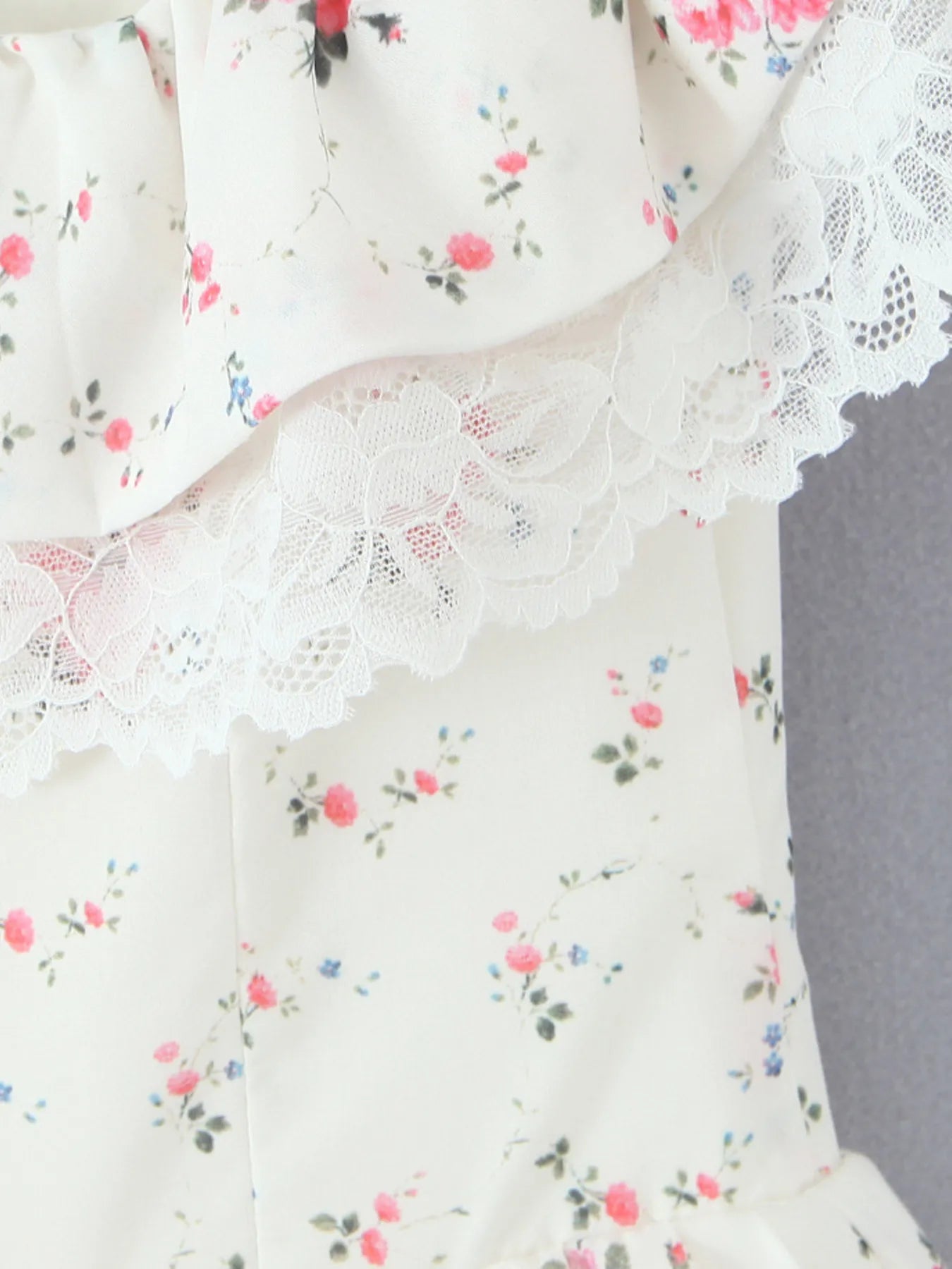 Off-Shoulder Floral Lace Trim Mini Dress-Dresses-Krush Kandy, Women's Online Fashion Boutique Located in Phoenix, Arizona (Scottsdale Area)