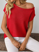 Mandy Boat Neck Short Sleeve Knit Top-Tops-Krush Kandy, Women's Online Fashion Boutique Located in Phoenix, Arizona (Scottsdale Area)