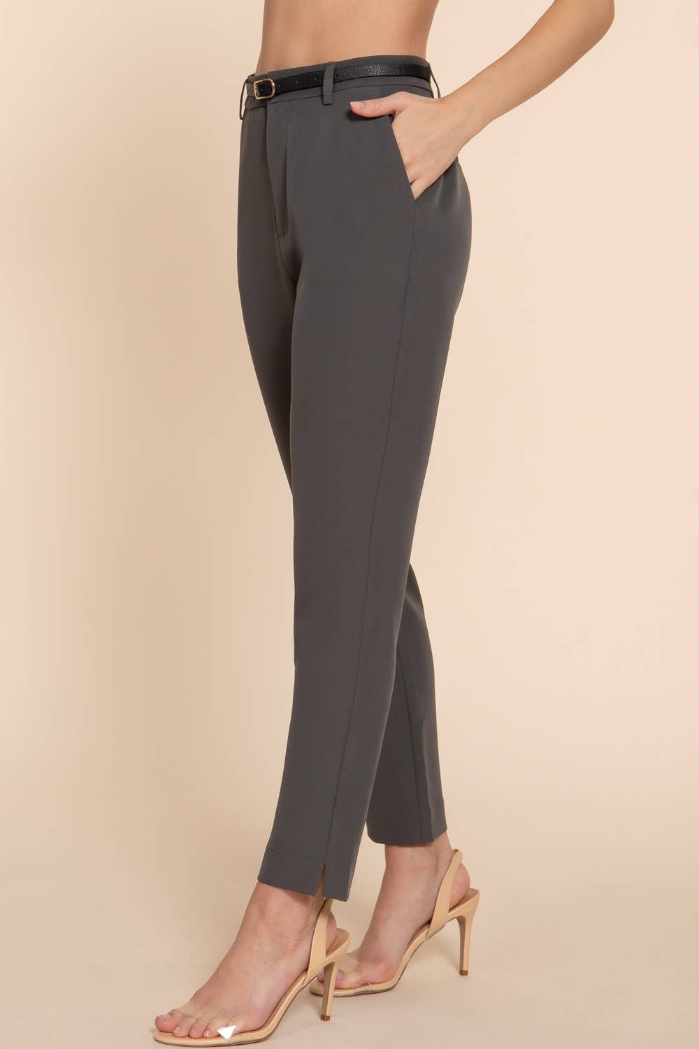 Classic Woven Pants With Belt-Pants-Krush Kandy, Women's Online Fashion Boutique Located in Phoenix, Arizona (Scottsdale Area)
