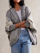 Exposed Seam Open Front Batwing Sleeve Hooded Cardigan-Krush Kandy, Women's Online Fashion Boutique Located in Phoenix, Arizona (Scottsdale Area)