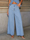 Button Decor High Rise Wide Leg Jeans-Krush Kandy, Women's Online Fashion Boutique Located in Phoenix, Arizona (Scottsdale Area)