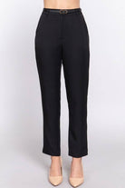 Classic Woven Pants With Belt-Pants-Krush Kandy, Women's Online Fashion Boutique Located in Phoenix, Arizona (Scottsdale Area)