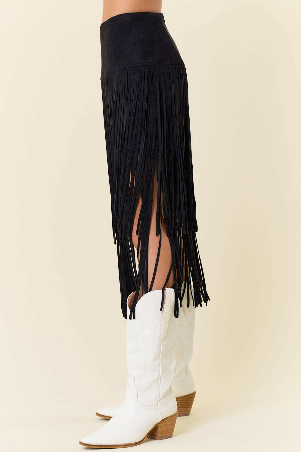 Western Tiered Faux Suede Fringe Midi Skirt-Skirts-Krush Kandy, Women's Online Fashion Boutique Located in Phoenix, Arizona (Scottsdale Area)