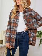 Plaid Button Up Long Sleeve Shacket-Jacket-Krush Kandy, Women's Online Fashion Boutique Located in Phoenix, Arizona (Scottsdale Area)