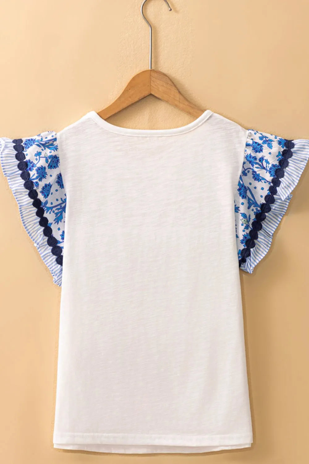 Round Neck Printed Ruffled Cap Sleeve Blouse-Tops-Krush Kandy, Women's Online Fashion Boutique Located in Phoenix, Arizona (Scottsdale Area)