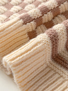 Stripe Checkerboard Drop Shoulder Balloon Sleeve Sweater-Sweaters-Krush Kandy, Women's Online Fashion Boutique Located in Phoenix, Arizona (Scottsdale Area)