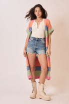 Color Block Sleeveless Knit Long Cardigan-Cardigans-Krush Kandy, Women's Online Fashion Boutique Located in Phoenix, Arizona (Scottsdale Area)
