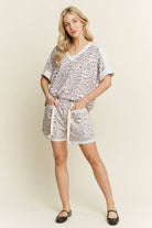 Mineral Washed Leopard Animal Print V-Neck Shirt-Tops-Krush Kandy, Women's Online Fashion Boutique Located in Phoenix, Arizona (Scottsdale Area)