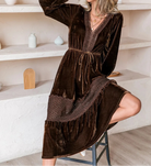 Drawstring V-Neck Crochet Dress-Dresses-Krush Kandy, Women's Online Fashion Boutique Located in Phoenix, Arizona (Scottsdale Area)