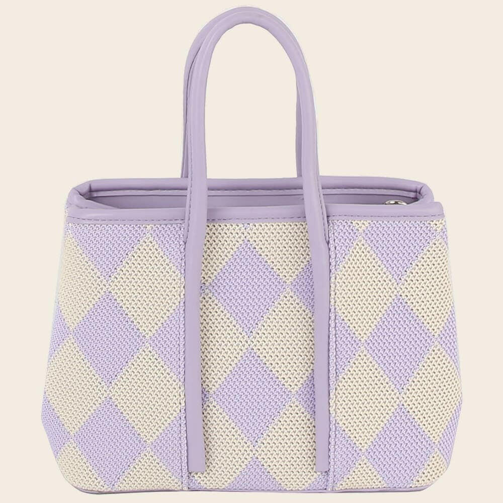 Argyle Checkered Tote Bag-handbag-Krush Kandy, Women's Online Fashion Boutique Located in Phoenix, Arizona (Scottsdale Area)