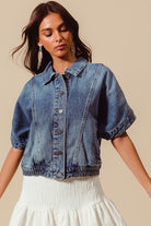 Button Front Dolman Denim Jacket-Tops-Krush Kandy, Women's Online Fashion Boutique Located in Phoenix, Arizona (Scottsdale Area)