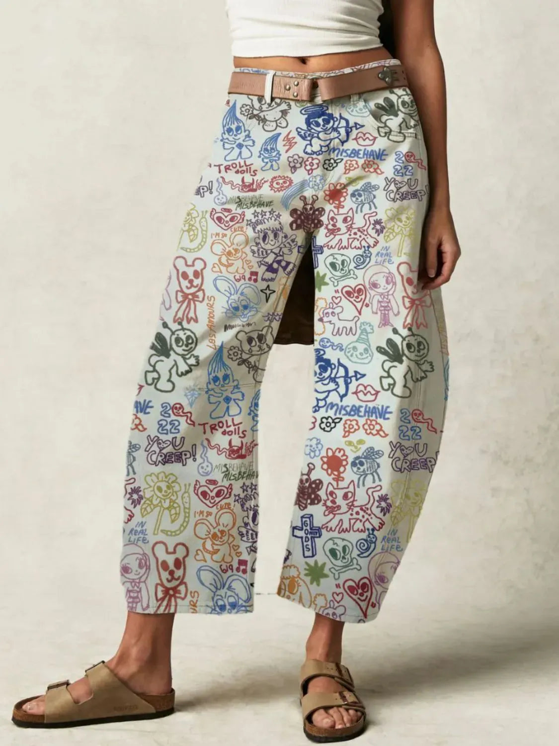 Printed Wide Leg Jeans-Denim-Krush Kandy, Women's Online Fashion Boutique Located in Phoenix, Arizona (Scottsdale Area)
