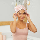 Satin Lined Flexi Shower Cap - Terracotta Checker-Hair Accessories-Krush Kandy, Women's Online Fashion Boutique Located in Phoenix, Arizona (Scottsdale Area)