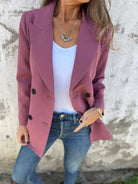 Full Size Collared Neck Long Sleeve Blazer-Long Sleeve Tops-Krush Kandy, Women's Online Fashion Boutique Located in Phoenix, Arizona (Scottsdale Area)