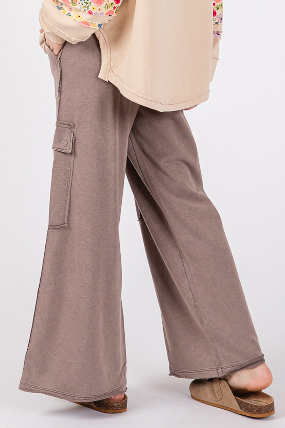 Knit Terry Mineral Wash Wide Leg Pants-Bottoms-Krush Kandy, Women's Online Fashion Boutique Located in Phoenix, Arizona (Scottsdale Area)