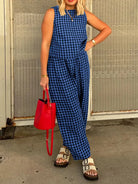 Lovelet Plaid Round Neck Sleeveless Top and Pants Set-2 Piece Outfit Sets-Krush Kandy, Women's Online Fashion Boutique Located in Phoenix, Arizona (Scottsdale Area)