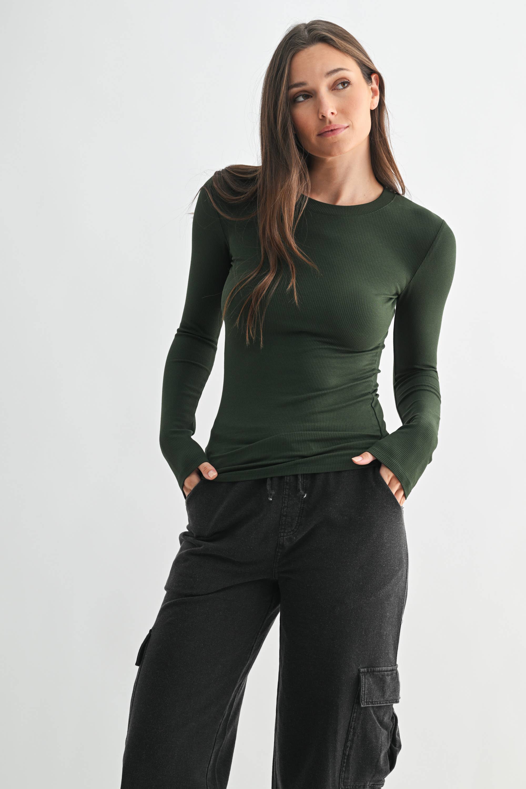 Four Way Stretch Versatile Pullover Top-Long Sleeve Tops-Krush Kandy, Women's Online Fashion Boutique Located in Phoenix, Arizona (Scottsdale Area)