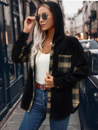 Pocketed Plaid Button Down Hooded Shacket-Krush Kandy, Women's Online Fashion Boutique Located in Phoenix, Arizona (Scottsdale Area)