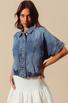 Button Front Dolman Denim Jacket-Tops-Krush Kandy, Women's Online Fashion Boutique Located in Phoenix, Arizona (Scottsdale Area)