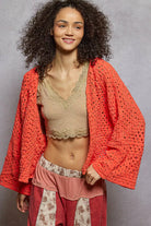 POL Open Front Cardigan with Crochet Patterns-Sweater-Krush Kandy, Women's Online Fashion Boutique Located in Phoenix, Arizona (Scottsdale Area)