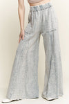 Mineral Wash Eyelet Flare Pants