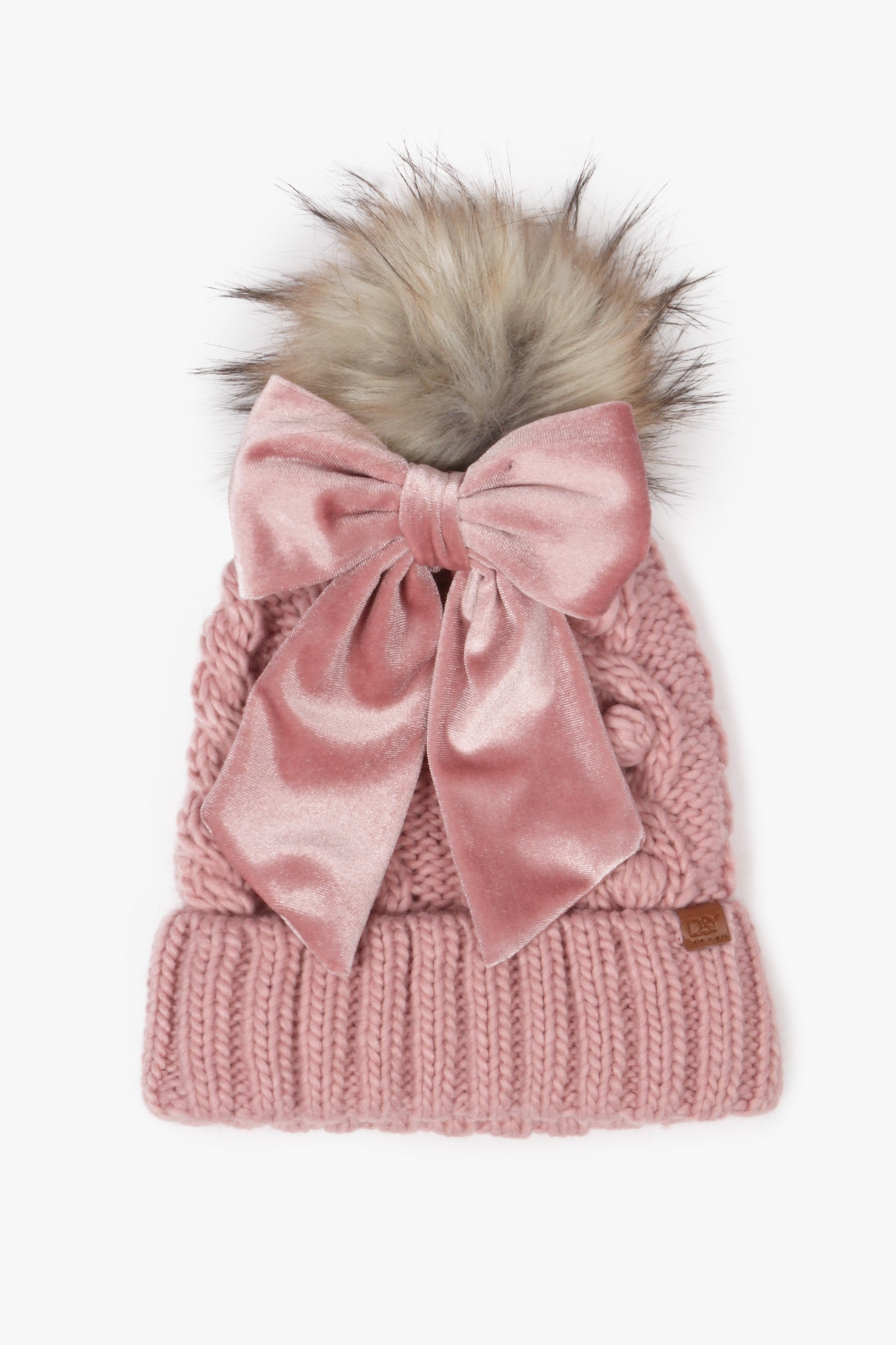 Three-Way Wear Beanie with Detachable Bow-Hats-Krush Kandy, Women's Online Fashion Boutique Located in Phoenix, Arizona (Scottsdale Area)