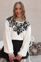 Sweetest Devotion Floral Stripe Embroidered Sweater-Sweaters-Krush Kandy, Women's Online Fashion Boutique Located in Phoenix, Arizona (Scottsdale Area)