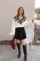 Sweetest Devotion Floral Stripe Embroidered Sweater-Sweaters-Krush Kandy, Women's Online Fashion Boutique Located in Phoenix, Arizona (Scottsdale Area)