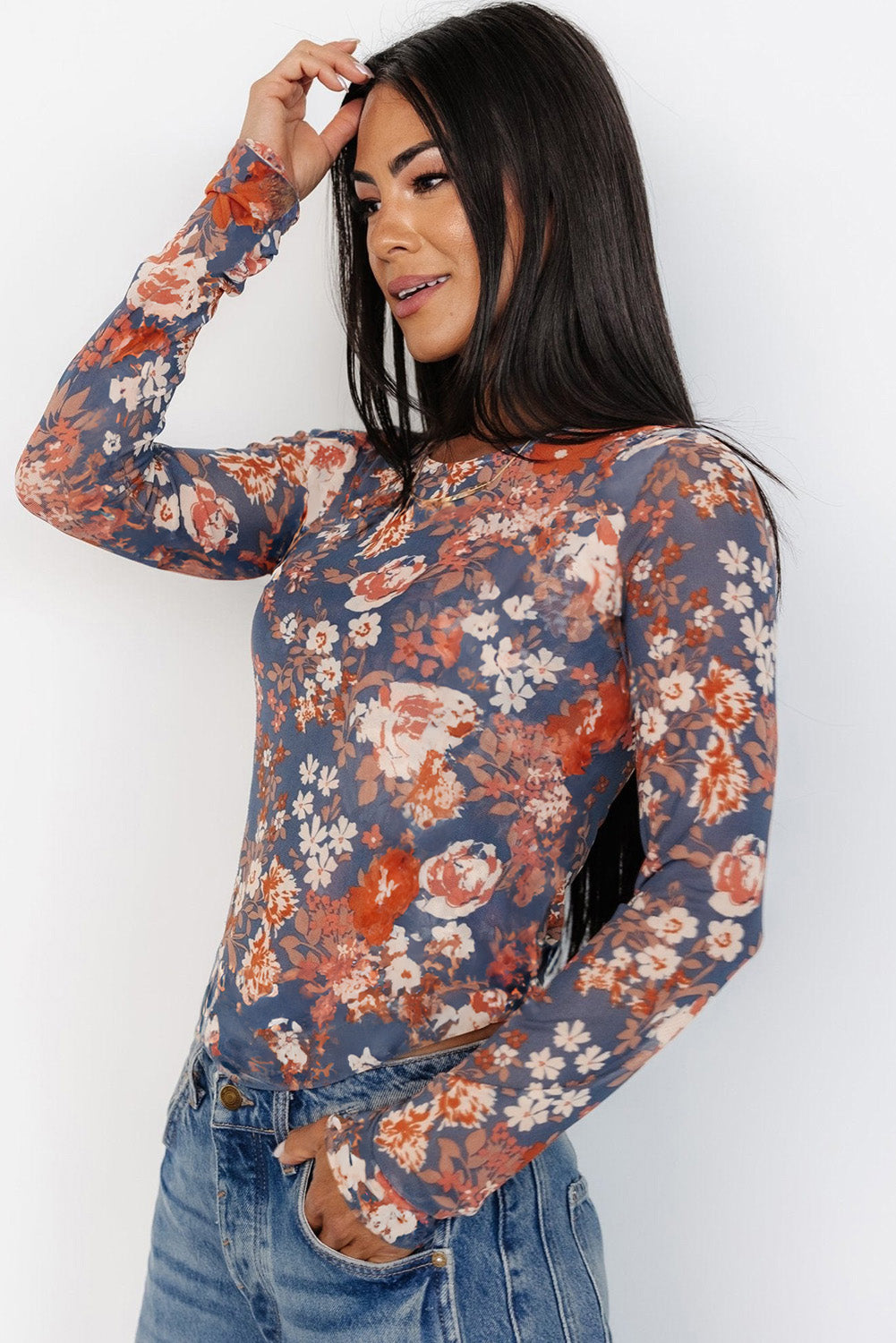 Floral Fantasy: Mesh Fitted Long Sleeve (3 Options!)-Long Sleeve Tops-Krush Kandy, Women's Online Fashion Boutique Located in Phoenix, Arizona (Scottsdale Area)