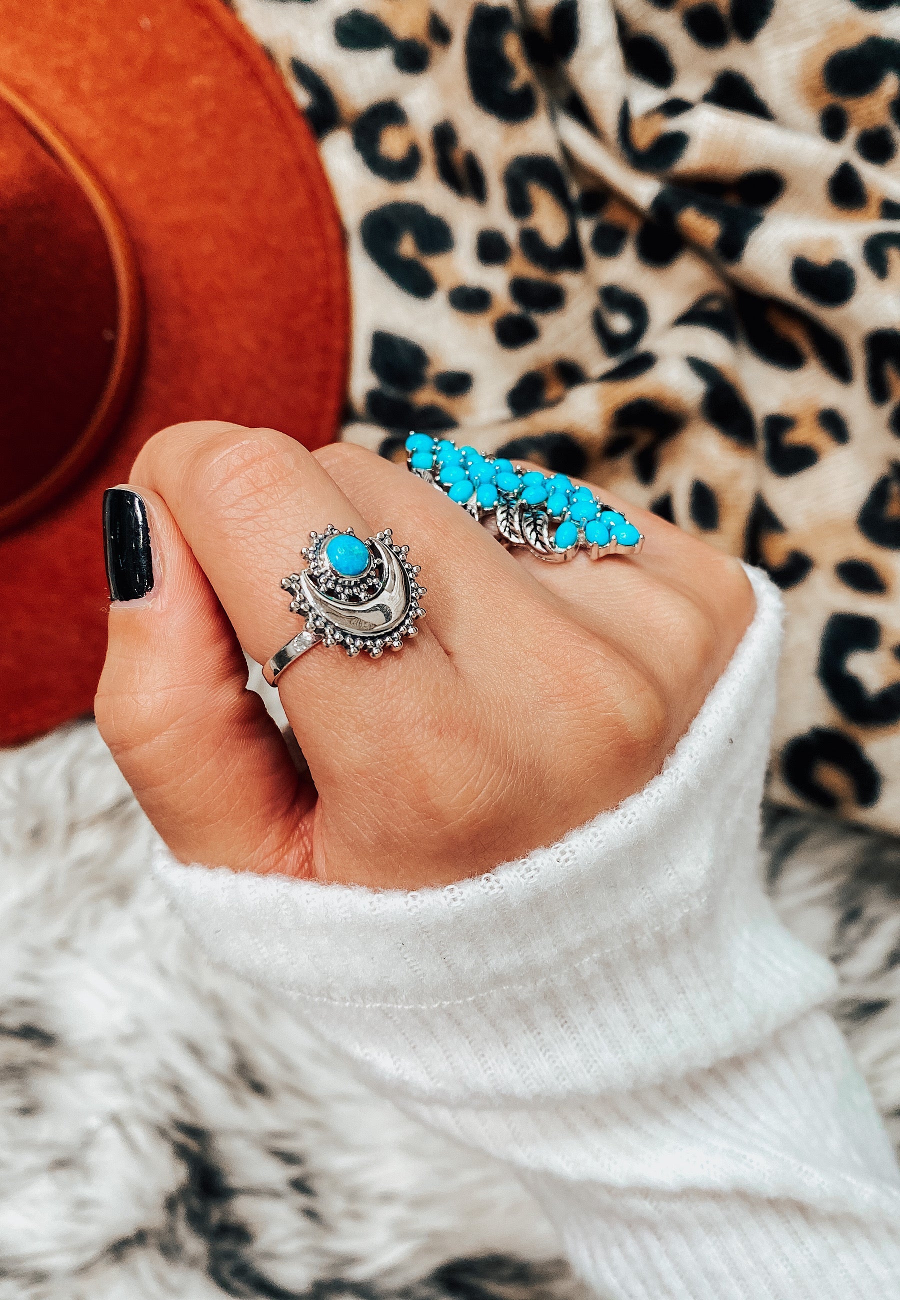 Silver Moon Turquoise Ring-Statement Rings-Krush Kandy, Women's Online Fashion Boutique Located in Phoenix, Arizona (Scottsdale Area)