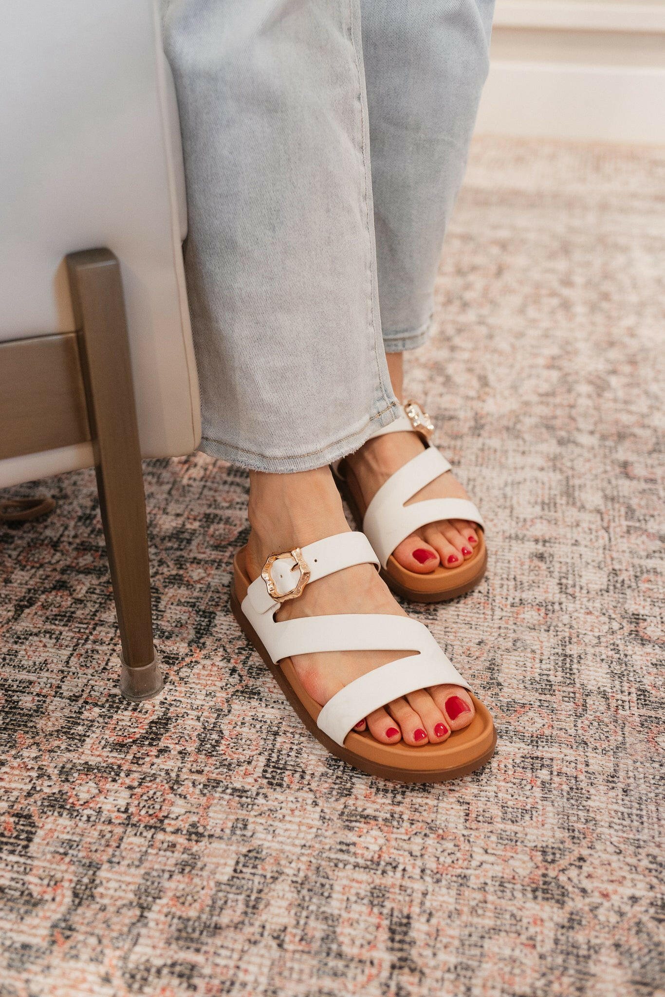Astrid Asymmetric Strap Hexagon Buckle Sandals-Shoes-Krush Kandy, Women's Online Fashion Boutique Located in Phoenix, Arizona (Scottsdale Area)