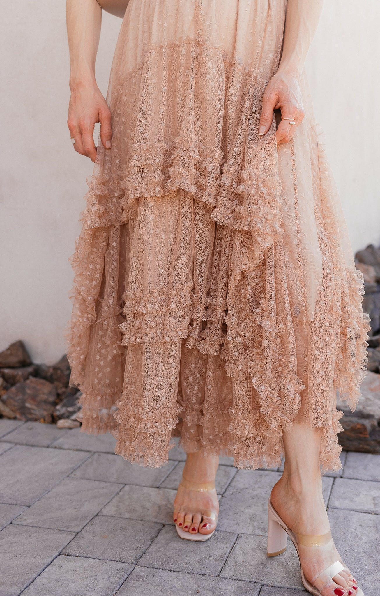 tulle skirt under dress Lace Layers Ruffle Maxi “Slaying this stunning eye date nights SCHL005208_G_XXL Monogram:Monogram
