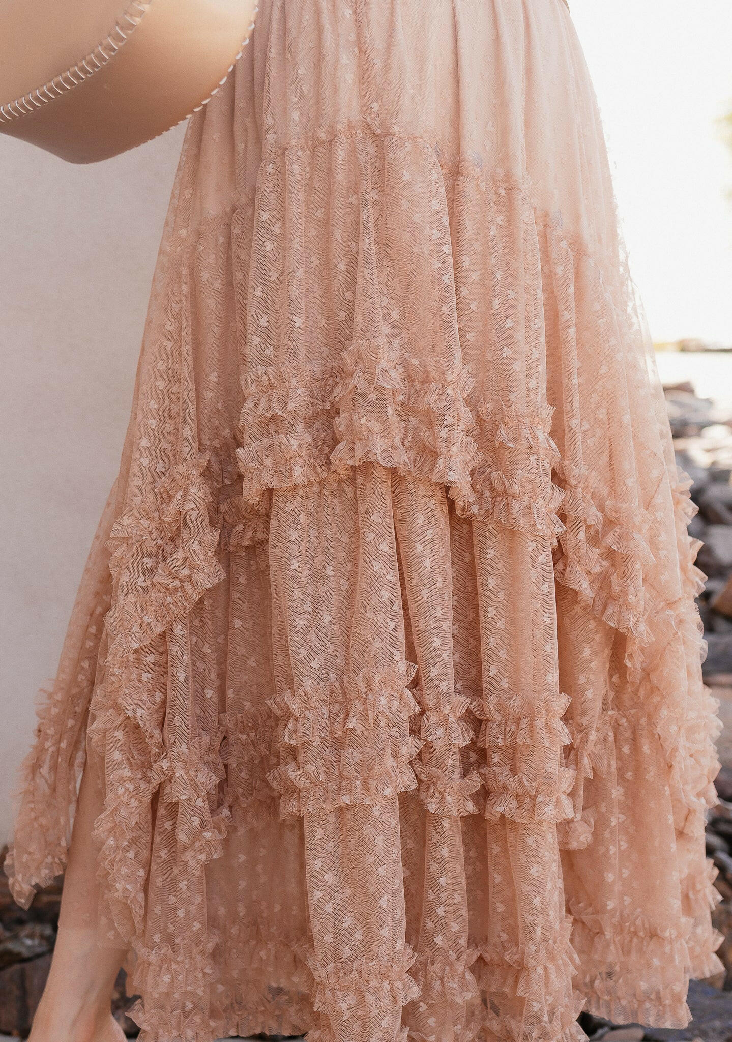 lace mini dress & tulle maxi skirt set Lace Layers Ruffle Tulle Maxi Skirt