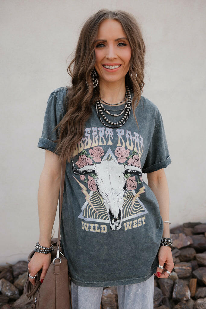 Desert Road Wild West Graphic Top-Graphic Tees-Krush Kandy, Women's Online Fashion Boutique Located in Phoenix, Arizona (Scottsdale Area)