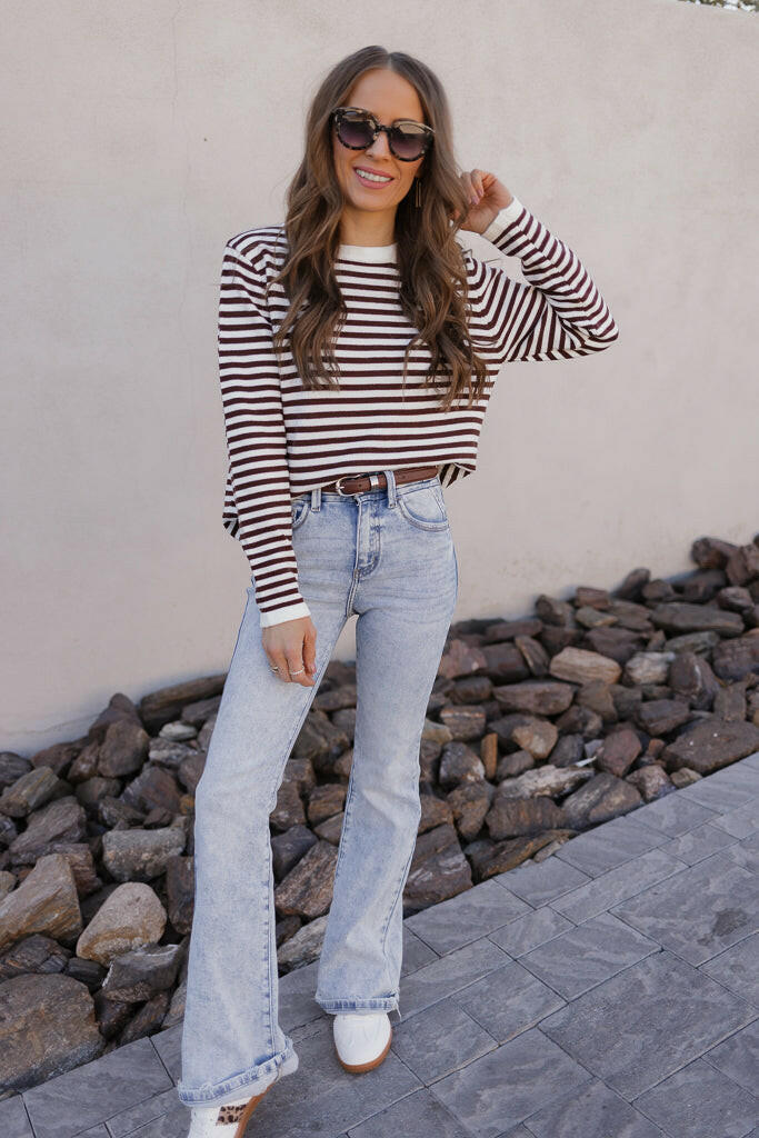 Long Sleeve Stripe Sweater-Sweaters-Krush Kandy, Women's Online Fashion Boutique Located in Phoenix, Arizona (Scottsdale Area)